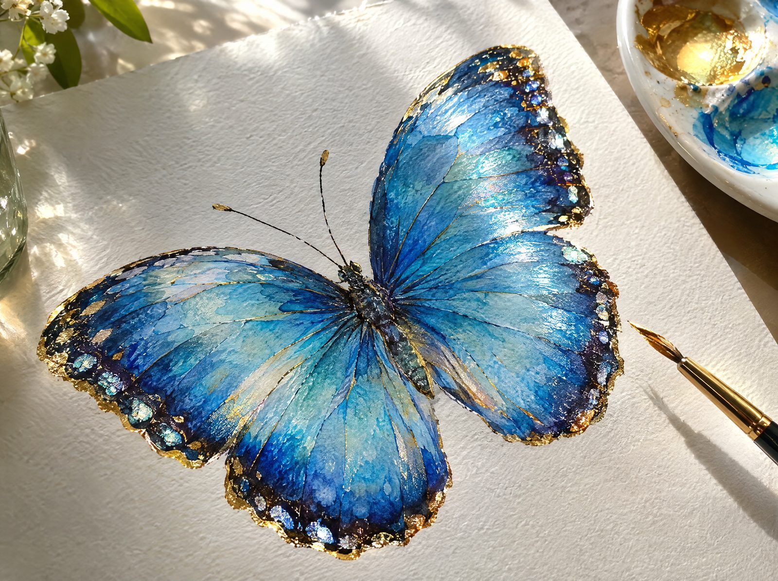 Painting a metallic butterfly wing